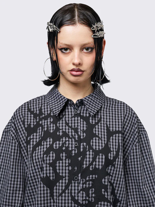 MINGA LONDON TATTOOED CHECK SHIRT