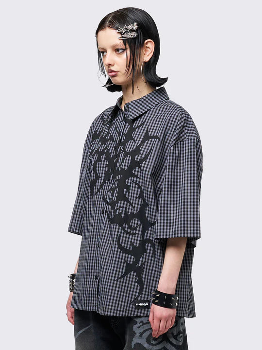MINGA LONDON TATTOOED CHECK SHIRT