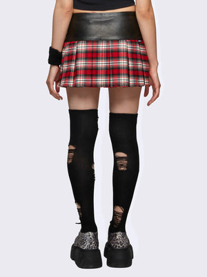 MINGA LONDON VALKYRIE PLEATED PLAID MINI SKIRT