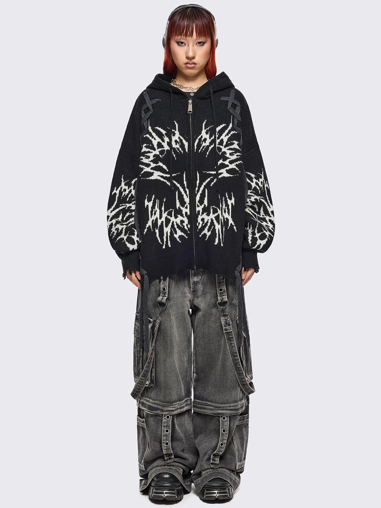 MINGA ABYX KNITTED ZIP-UP HOODIE