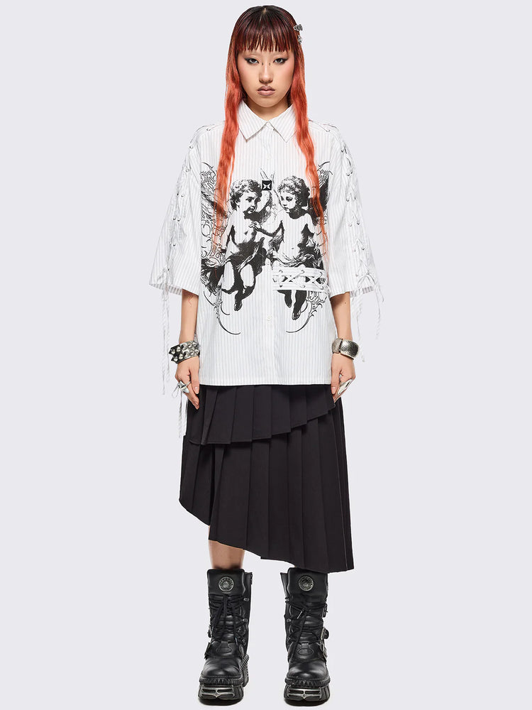 MINGA ANGELS WHITE STRIPED SHIRT