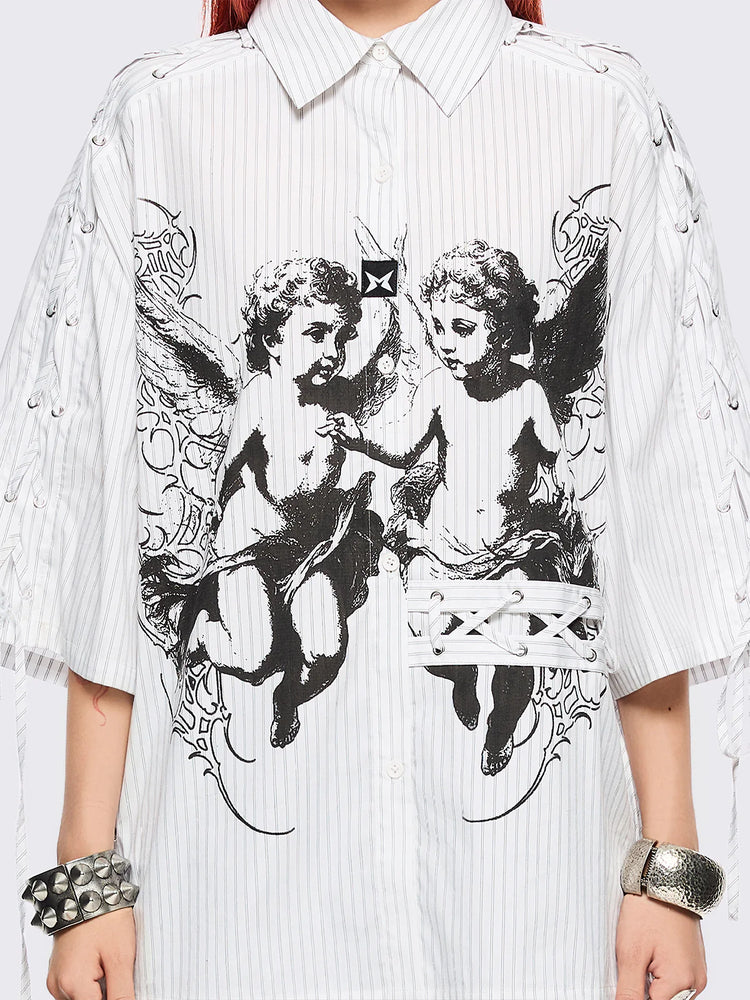 MINGA ANGELS WHITE STRIPED SHIRT