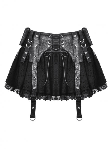 DARK IN LOVE PU LACE MINI SKIRT KW361