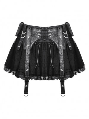 DARK IN LOVE PU LACE MINI SKIRT KW361