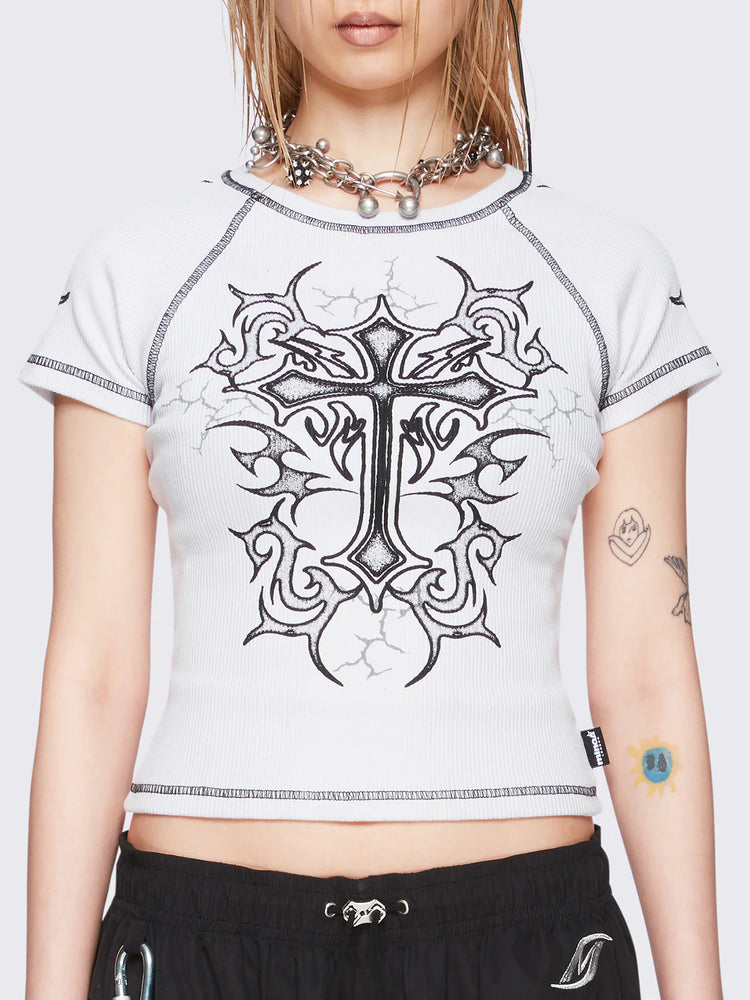 MINGA LONDON CROSS OF SHADOWS BABY TEE