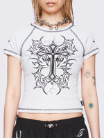 MINGA LONDON CROSS OF SHADOWS BABY TEE