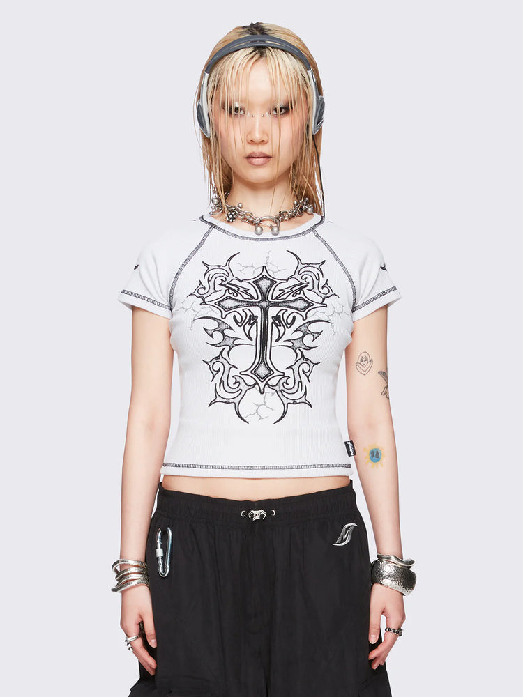 MINGA LONDON CROSS OF SHADOWS BABY TEE