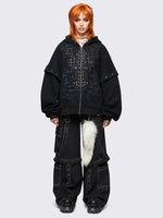 MINGA LONDON CRUCIFIX ZIP UP HOODIE