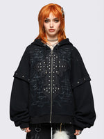 MINGA LONDON CRUCIFIX ZIP UP HOODIE