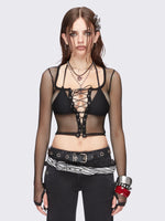 MINGA LONDON GWEN FISHNET CORSET TOP