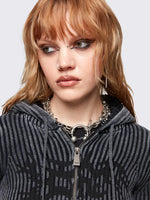 MINGA LONDON KAI GREY KNITTED ZIP-UP HOODIE
