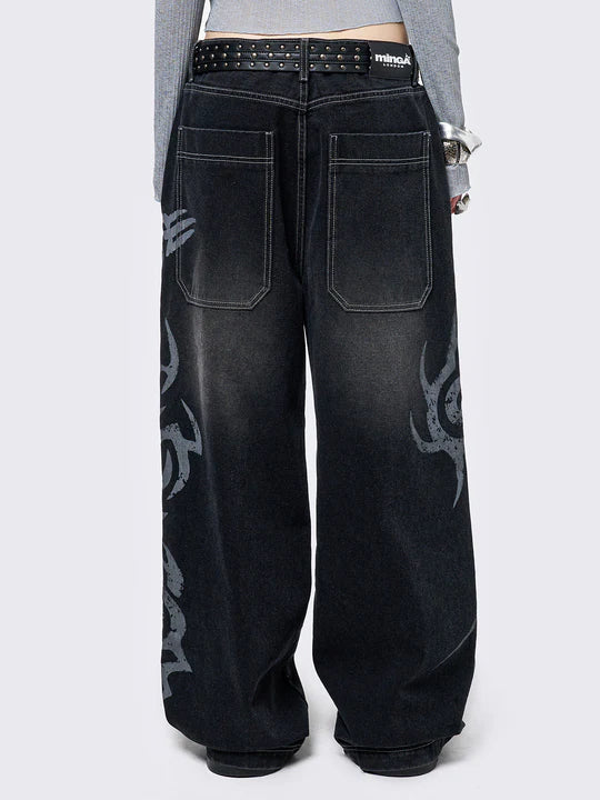 
            
                Load image into Gallery viewer, MINGA LONDON RAVE GRAPHIC BAGGY JEAN
            
        