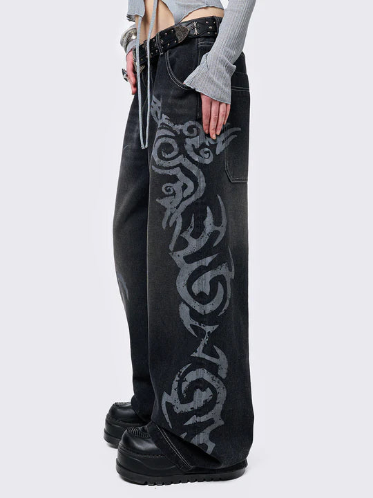 
            
                Load image into Gallery viewer, MINGA LONDON RAVE GRAPHIC BAGGY JEAN
            
        