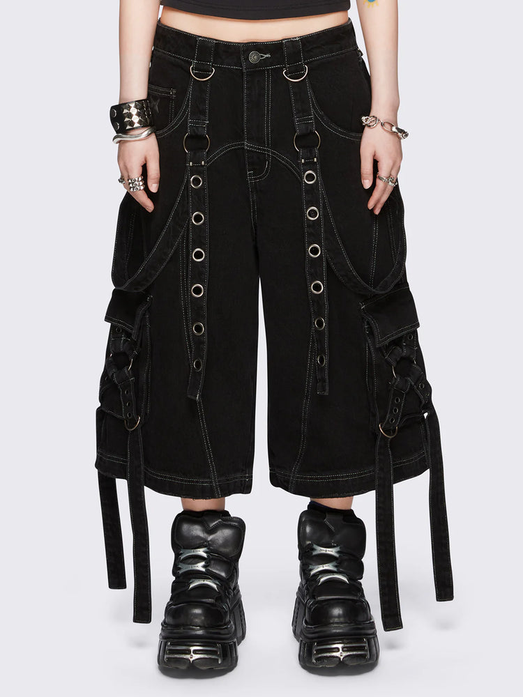 MINGA TREK BLACK WASHED JORTS