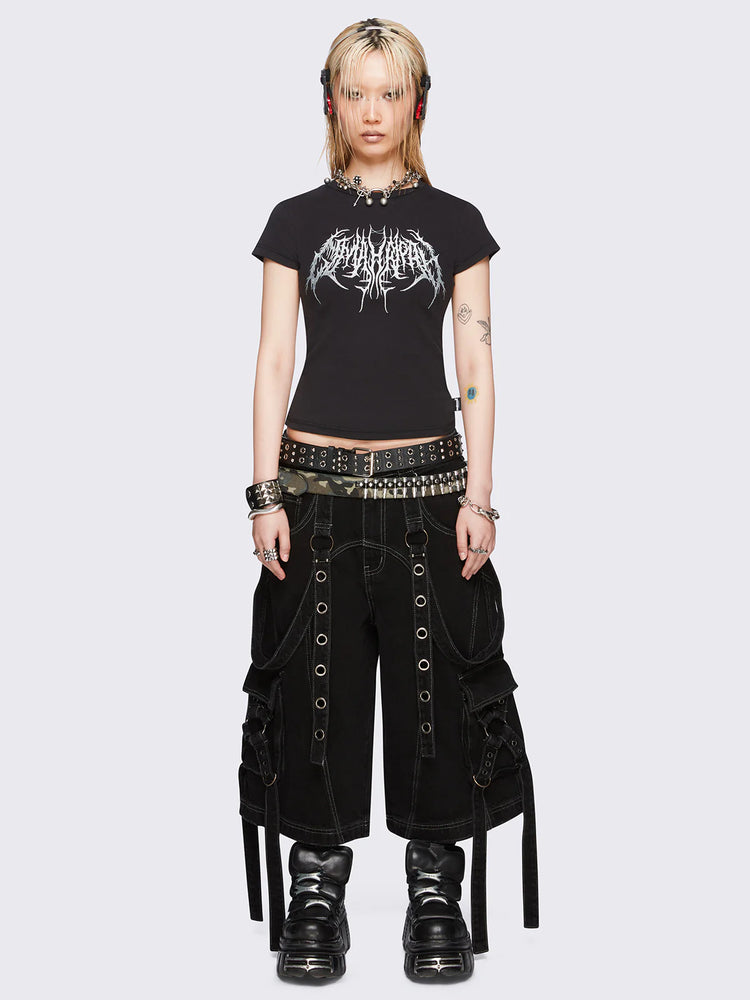 MINGA TREK BLACK WASHED JORTS