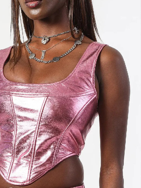 ELSIE & FRED PINK METALLIC CORSET