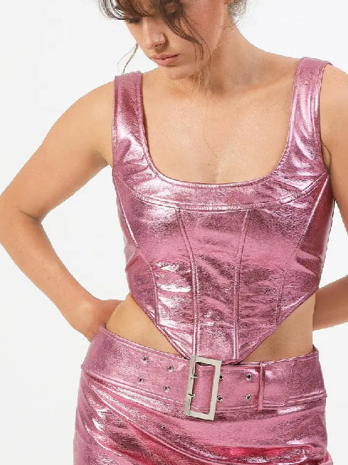 ELSIE & FRED PINK METALLIC CORSET