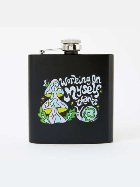 PUNKY PINS WORKING ON MYSELF HIP FLASK BLACK
