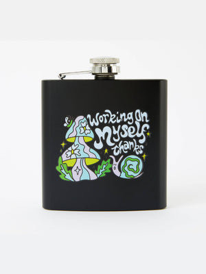 PUNKY PINS WORKING ON MYSELF HIP FLASK BLACK