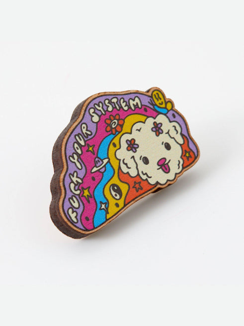 PUNKY PINS FUCK YOUR SYSTEM WOODEN PIN