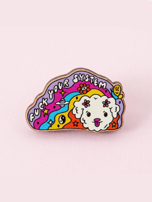 PUNKY PINS FUCK YOUR SYSTEM WOODEN PIN