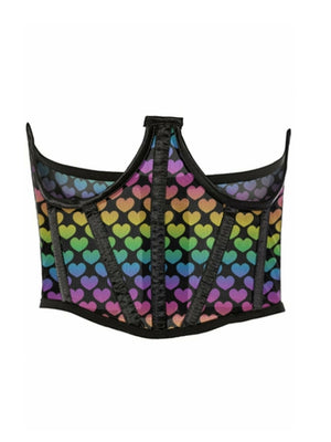 DAISY CORSETS RAINBOW HEART UNDERBOOB CORSET 1474