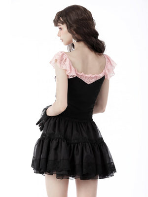 <transcy>DARK IN LOVE BLACK PLEATED SKIRT WITH SMALL BAG</transcy>