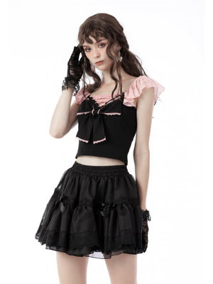 <transcy>DARK IN LOVE BLACK PLEATED SKIRT WITH SMALL BAG</transcy>