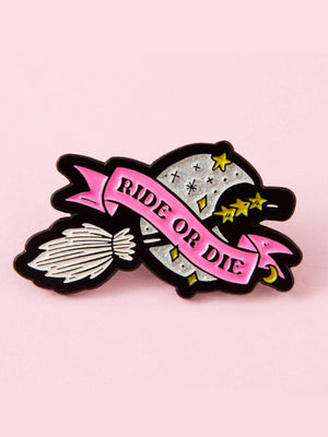 PUNKY PINS RIDE OR DIE BROOMSTICK ENAMEL PIN