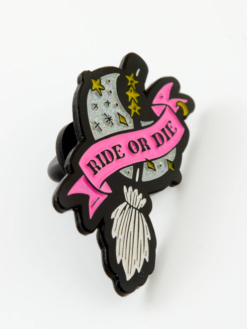 PUNKY PINS RIDE OR DIE BROOMSTICK ENAMEL PIN
