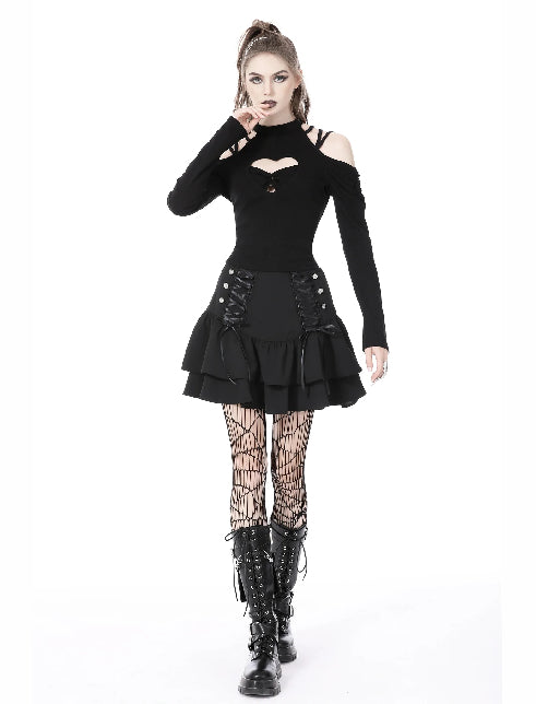 <transcy>DARK IN LOVE ASYMMETRISCHER PLISSIERTER REISSVERSCHLUSSROCK</transcy>