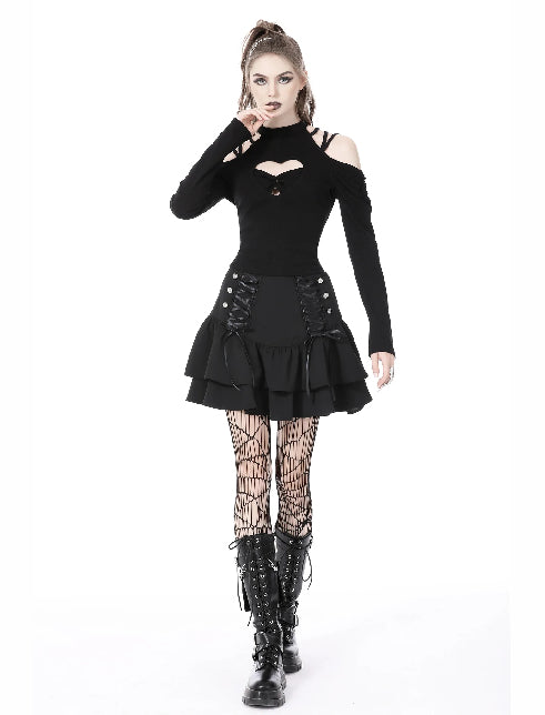 DARK IN LOVE LACE UP FRILLY SKIRT KW261