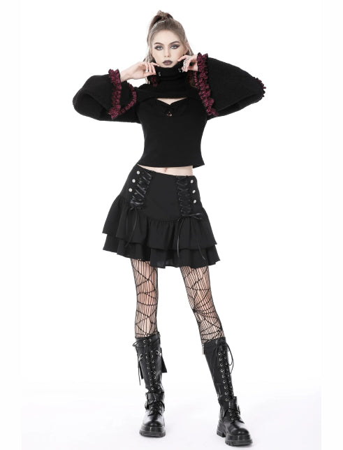 <transcy>DARK IN LOVE ASYMMETRISCHER PLISSIERTER REISSVERSCHLUSSROCK</transcy>