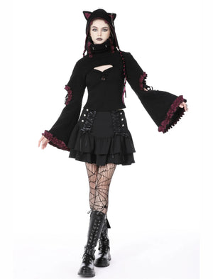 <transcy>DARK IN LOVE ASYMMETRISCHER PLISSIERTER REISSVERSCHLUSSROCK</transcy>