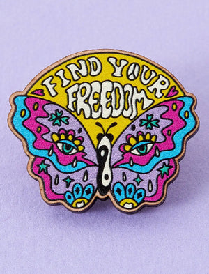 
            
                Load image into Gallery viewer, PUNKY PINS FIND YOUR FREEDOM WOODEN PIN
            
        