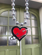 COEXIST GLITTER HEART SAFETY PIN NECKLACE