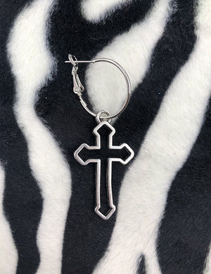 OPEN CROSS ON RING EARRING