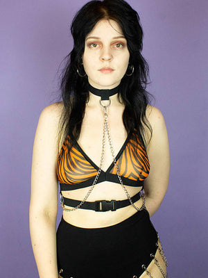 INDYANNA ORANGE TIGER MESH ZORA TOP