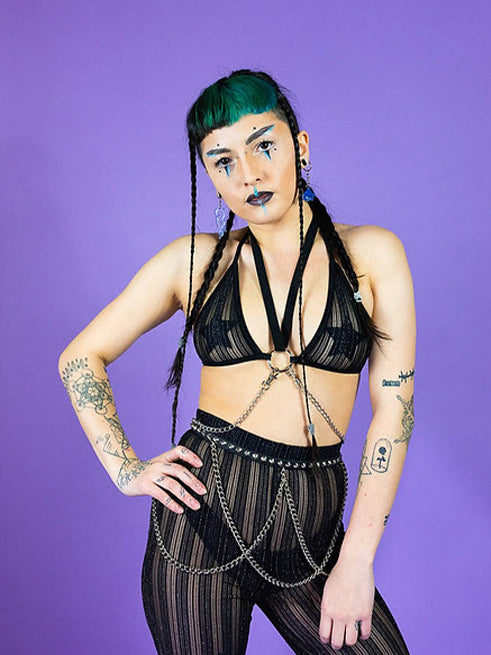 INDYANNA BLACK GLITTER BIKINI TOP
