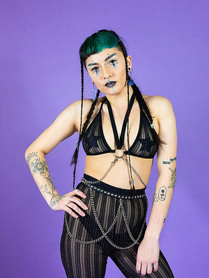 INDYANNA BLACK GLITTER BIKINI TOP