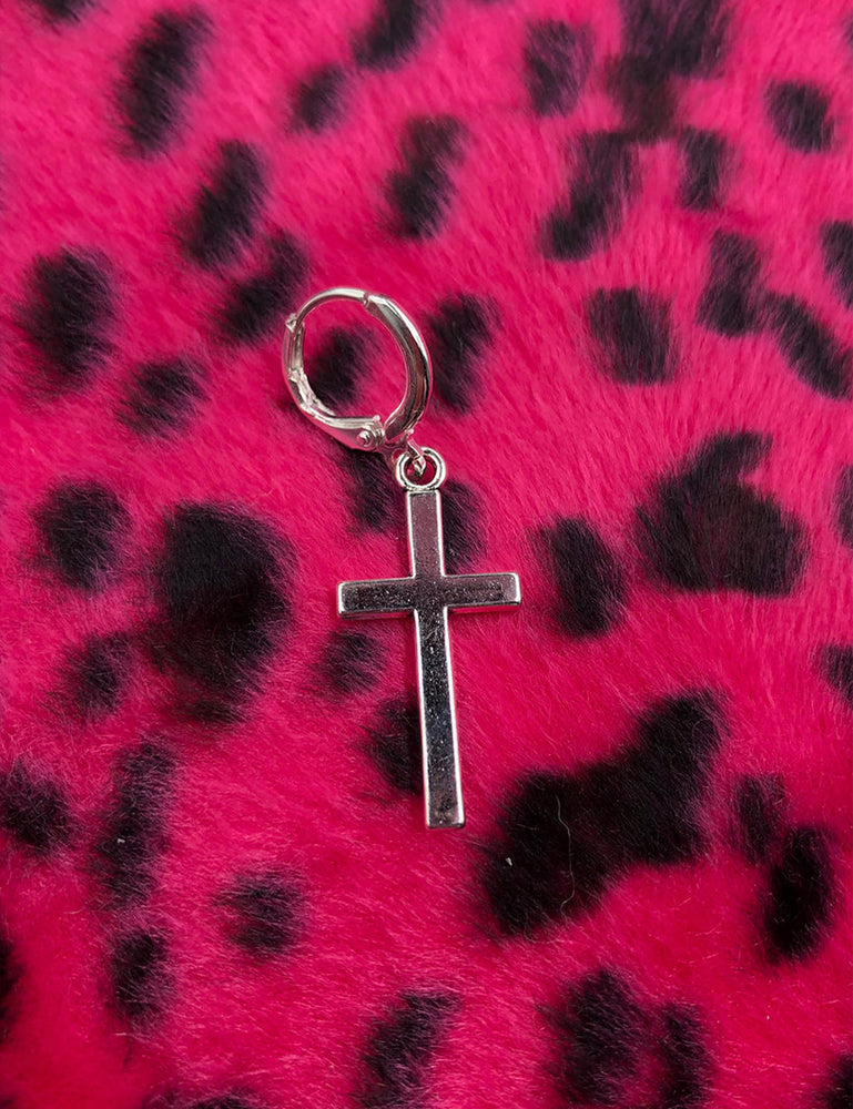 SILVER CROSS EARRING