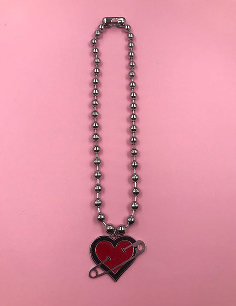 
            
                Load image into Gallery viewer, COEXIST GLITTER HEART SAFETY PIN NECKLACE
            
        