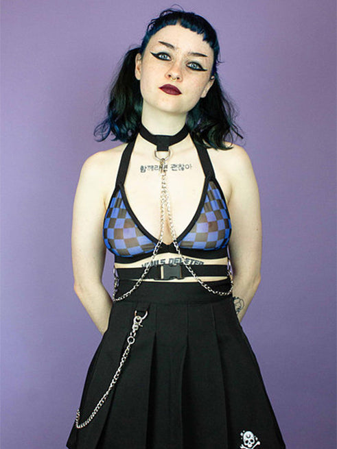 
            
                Load image into Gallery viewer, INDYANNA BLUE CHECKER MESH ZORA TOP
            
        