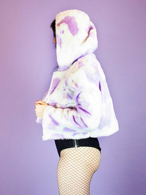 
            
                Load image into Gallery viewer, INDYANNA PURPLE WHITE COW COAT
            
        