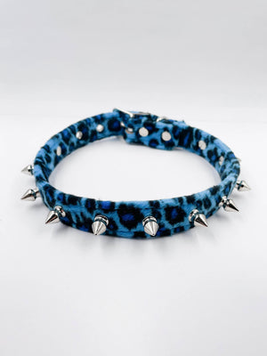 FUNK PLUS BLUE LEOPARD SPIKE CHOKER