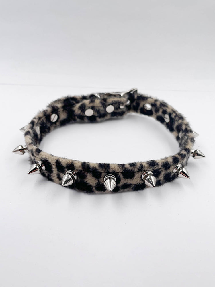 FUNK PLUS BROWN LEOPARD SPIKE CHOKER