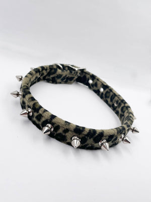 FUNK PLUS GREEN — BROWN LEOPARD SPIKE CHOKER