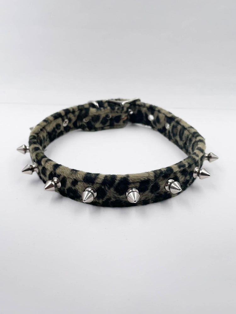 FUNK PLUS GREEN — BROWN LEOPARD SPIKE CHOKER