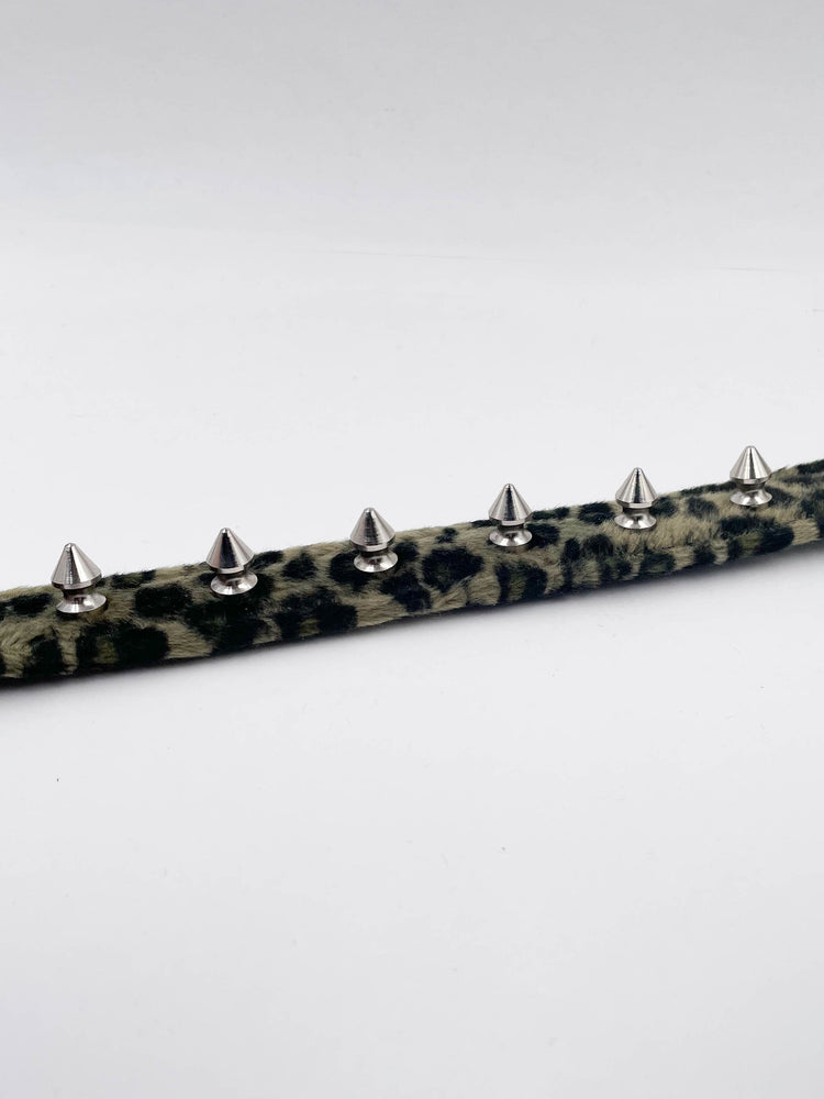 FUNK PLUS GREEN — BROWN LEOPARD SPIKE CHOKER