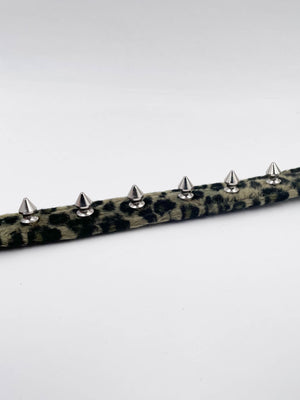 FUNK PLUS GREEN — BROWN LEOPARD SPIKE CHOKER